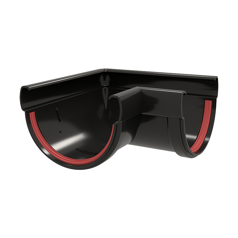 Угол желоба универсальный 90° Grand Line ПВХ Дизайн D135 Черный RAL9005 в Санкт-Петербурге